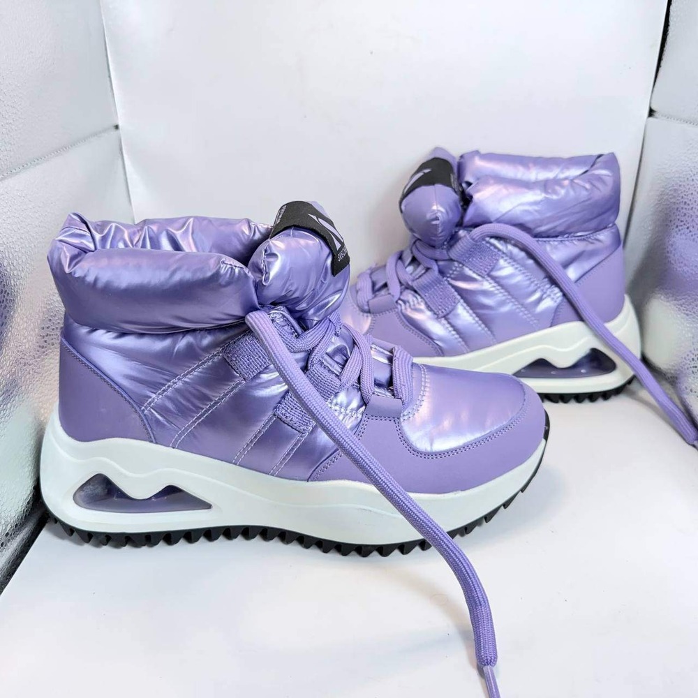 Skechers Street Uno Rugged Fall Air Purple Metallic Puffer Boots Womens 8 177559